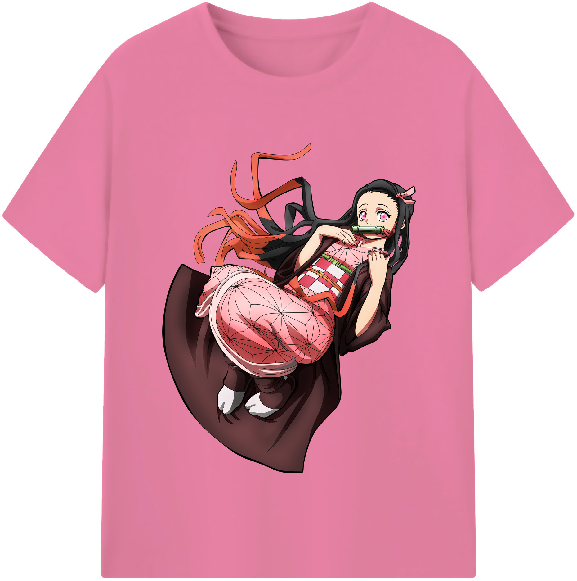 （画像用） 鬼滅の刃（きめつのやいば）竈門 禰󠄀豆子／かまど ねずこ Kamado Nezuko 綿100％半袖Tシャツ（フロントプリント）